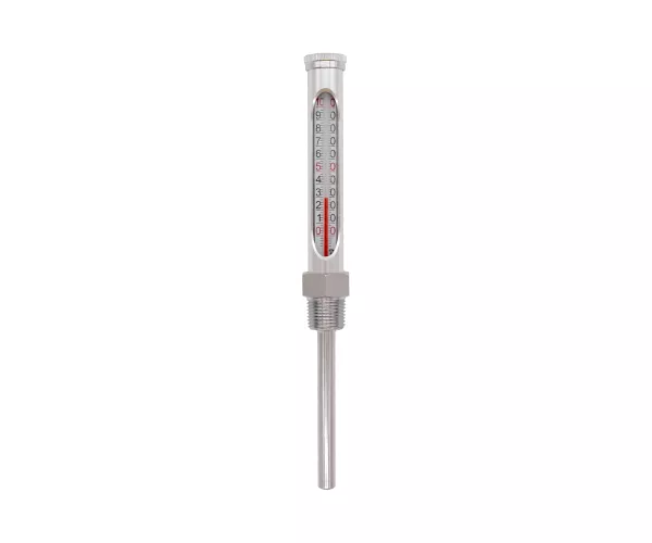 Glass Tube Thermometer with Metal Housing