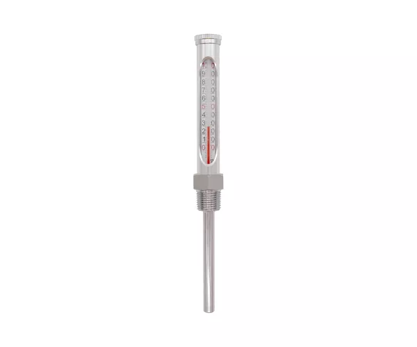 Glass Tube Thermometer with Metal Housing